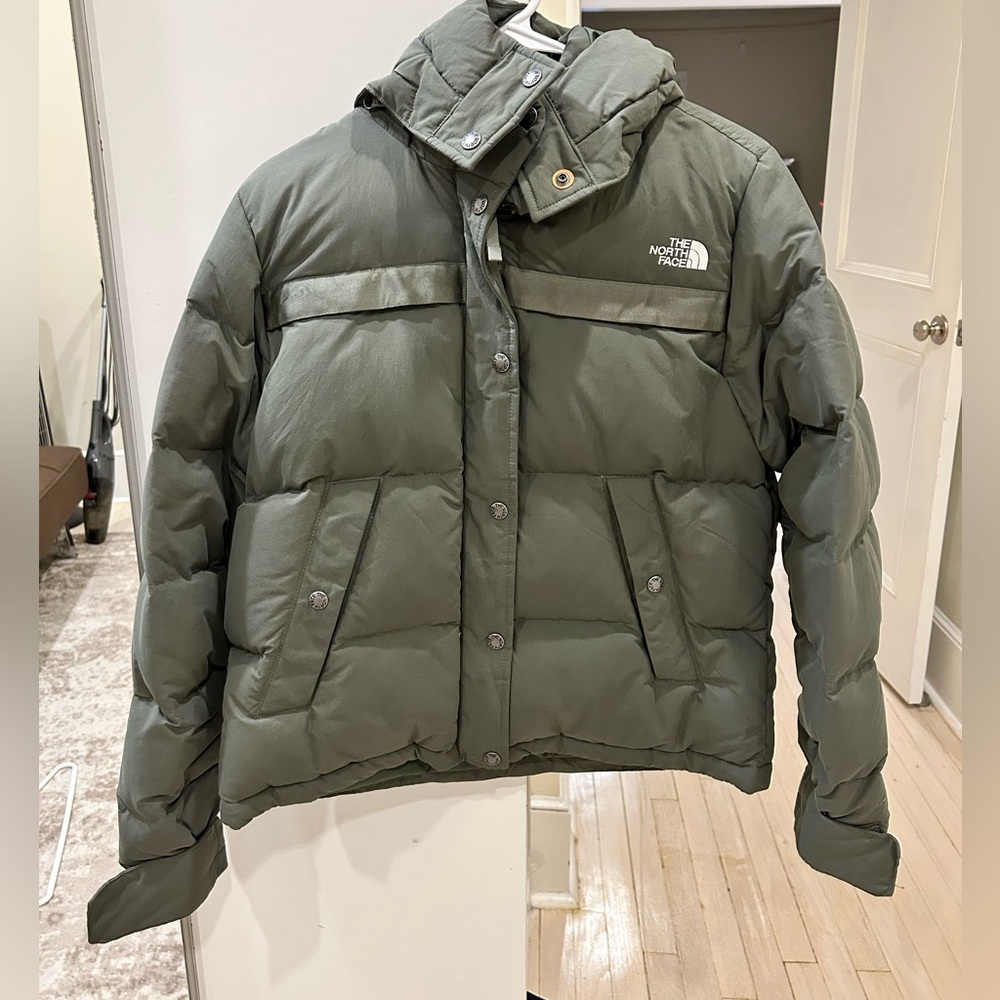 The North Face Forester 550 Down Winter Crop Puffer Retro Jacket- removable hood